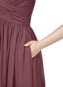 Azazie Angie Bridesmaid Dresses Sangria A-Line Corset Chiffon Dress image10