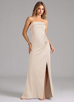 Azazie Aretha Bridesmaid Dresses White Alabaster A-Line Strapless Stretch Satin Convertible Dress image4