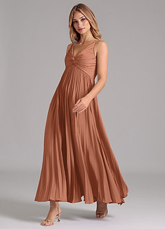 Azazie Raychelle Bridesmaid Dresses Bronzer A-Line Pleated Stretch Satin Dress image6