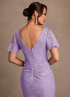 Azazie Jolene Mother of the Bride Dresses Lilac Mermaid Pleated Floral Burnout Dress image6