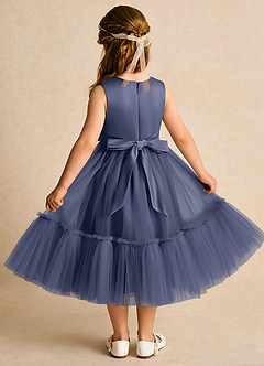 Azazie Miracle Flower Girl Dresses Stormy A-Line Bow Matte Satin Dress image2