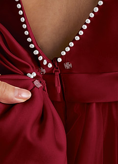 Azazie Cookie Flower Girl Dresses Burgundy A-Line Bow Tulle Dress image5