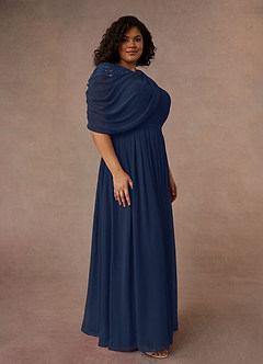Azazie Olena Mother of the Bride Dresses Dark Navy A-Line Sequins Chiffon Dress image8
