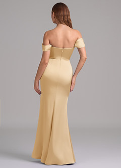 Azazie Miley 신부 들러리 드레스 인어 오프 더 숄더 스트레치 새틴 바닥 길이 드레스 image7