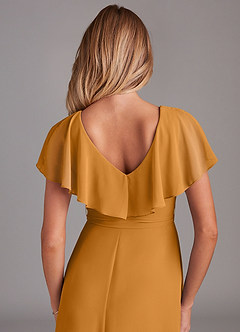 Azazie Lainey Bridesmaid Dresses Butterscotch A-Line with Pockets Chiffon Dress image2