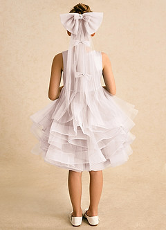 Azazie Tinie Blumenmädchenkleider Ballkleid Schleifen Tüll Kleid Blassrosa image6