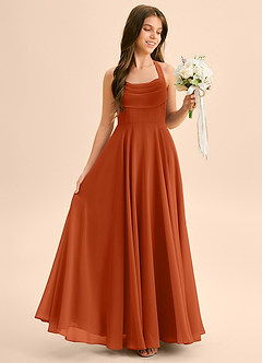 Azazie Kady Junior Burnt Orange A-Line Sweetheart Neckline Chiffon Dress image5