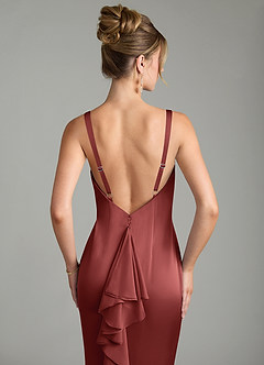 Azazie Tamera Bridesmaid Dresses Terracotta Mermaid Pleated Stretch Satin Dress image6