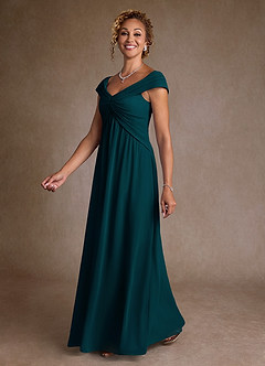 Azazie Myrtle Abiti per la Madre della Sposa Abito A-Line in Chiffon Plissettato Pino image4