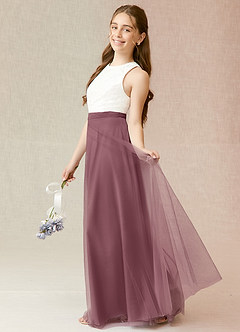 Azazie Albertine Junior Amethyst A-Line Lace Chiffon Dress image3