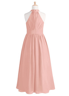 Azazie Iman Junior A-Linie Plissee Chiffon Kleid Rosettenrosa image7