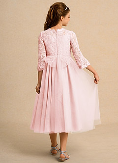 Azazie Lamb Girl Flower Girl Dresses Blushing Pink Ball-Gown Lace Dress image2