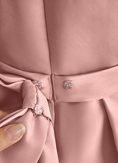 Azazie Princess Flower Girl Dresses Rose Gold A-Line Pleated Matte Satin Dress image7