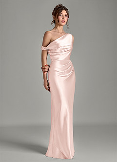 Azazie Emerson 신부 들러리 드레스 인어 오프 더 숄더 메탈릭 새틴 바닥 길이 드레스 image5