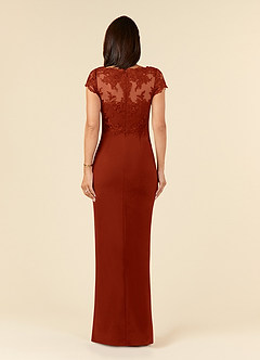 Azazie Carmen Mother of the Bride Dresses Rust Sheath Lace Dress image4