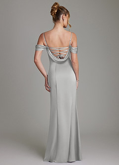 Azazie Nira Brudepigekjoler Havfrue Korset Stræk satin Gulv-længde Kjole image8