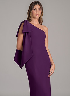 Azazie Capri 신부 들러리 드레스 A라인 한쪽 어깨 쉬폰 바닥 길이 드레스 image7