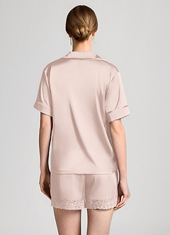 front Komplet piżamowy z krótkim rękawem i satynową koronką