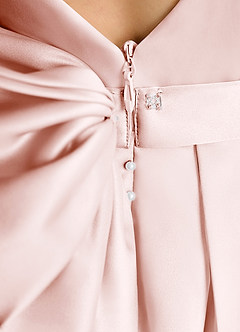 Azazie Cherry Flower Girl Dresses Blushing Pink Blushing Pink Ball-Gown Pleated Matte Satin Dress image6