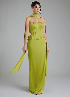 Azazie River Robes de demoiselle d'honneur Robe Fourreau Convertible en Satin extensible Corset Citronnelle image8