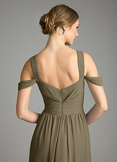 Azazie Lianne Bridesmaid Dresses Willow Green A-Line Off the Shoulder Chiffon Dress image6