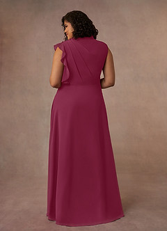 Azazie Narine vestidos de madre de la novia Vestido de Mora de Gasa de Corte En A con Cuello alto plisado image12