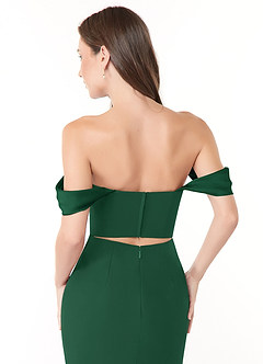 Azazie Lynnie Robes de demoiselle d'honneur Robe Sirène Convertible en Mousseline de soie Épaule décolletée Vert Foncé image6