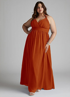 Azazie Ashia Bridesmaid Dresses Paprika A-Line Pleated Chiffon Dress image7