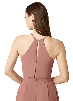 Azazie Kenzi Abiti da Damigella Tuta in Chiffon Plissettato Cedro Rosa image6
