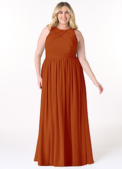 Azazie Harper Bridesmaid Dresses Paprika A-Line Pleated Chiffon Dress image6