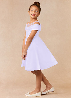 Azazie Shirin Flower Girl Dresses Lilac A-Line Off the Shoulder Matte Satin Dress image2