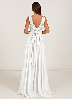 Azazie Gertrude Bridesmaid Dresses White A-Line Lace Chiffon Dress image2