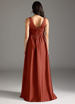 Azazie Yetta Maternity Bridesmaid Dresses A-Line Pleated Stretch Satin Floor-Length Dress image7