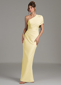 Azazie Essence Bridesmaid Dresses Lemon Sorbet Sheath One Shoulder Premium Stretch Jersey Dress image1