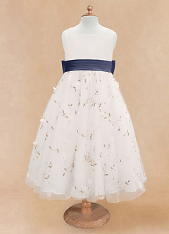 Azazie Pollie Flower Girl Dresses Ivory Stormy A-Line Bow Tulle Dress image11