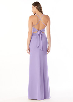 Azazie Aribella Bridesmaid Dresses Lilac Sheath Ruched Chiffon Dress image2