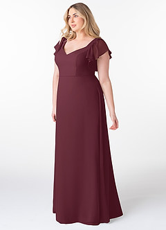 Azazie Syenna Bridesmaid Dresses Cabernet A-Line Ruched Chiffon Dress image8