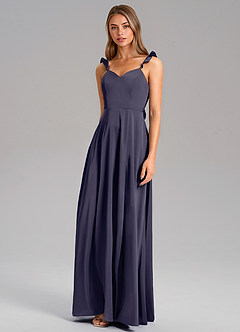 Azazie Everett Bridesmaid Dresses Stormy A-Line Stretch Satin Dress image4
