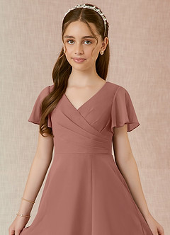 Azazie Induh Junior Cedar Rose A-Line Ruched Chiffon Dress image4