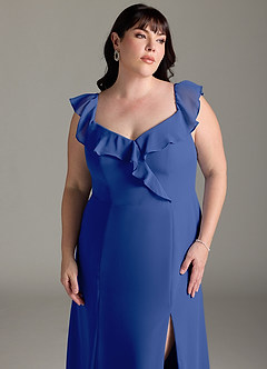 Azazie Sophie Bridesmaid Dresses Royal Blue A-Line Off the Shoulder Chiffon Convertible Dress image13