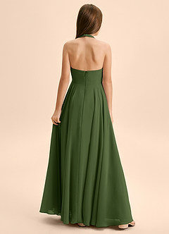 Azazie Kady Junior A-Linie Herzausschnitt Chiffon Kleid Olivgrün image2