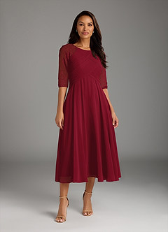 Azazie Dorothea Mother of the Bride Dresses Burgundy A-Line Scoop lace Chiffon Dress image1