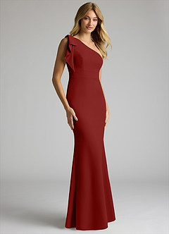 Azazie Rinna Brautjungfernkleider Meerjungfrau-Linie One-Shoulder Stretch-Krepp Kleid Terrakotta image1