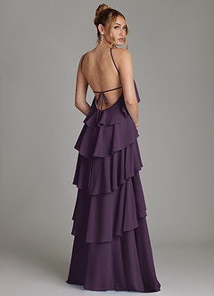 Azazie Deena Robes de demoiselle d'honneur Robe Trapèze en Mousseline de soie Drapé Prune image2