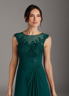 Azazie Endora Mother of the Bride Dresses Peacock A-Line Scoop Lace Chiffon Dress image2