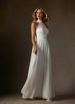 Azazie Helaina 웨딩드레스 A라인 쉬폰 플로어 길이 드레스 image5