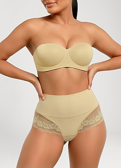front Braguitas de talle alto con panel de encaje para control de abdomen