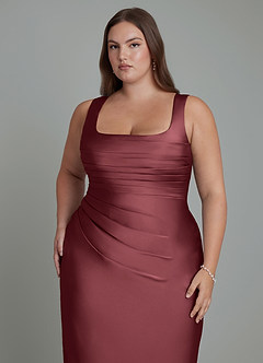 Azazie Agustina Bridesmaid Dresses Merlot Mermaid Corset Stretch Satin Dress image12