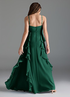 Azazie Peyton Junior Emerald A-Line V-Neck Cascading Ruffles Chiffon Dress image5
