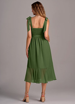 Azazie Deb Bridesmaid Dresses Olive A-Line with Pockets Chiffon Convertible Dress image6